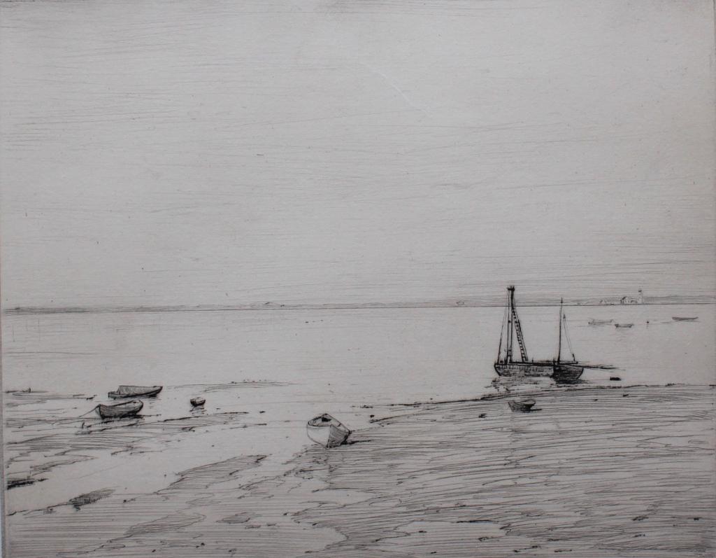Robert Hogg Nisbet , Low Tide.  Mat size 16 x 20. Title: Low Tide. Medium: Etching. Size: 8 x 10 (1 of 5)