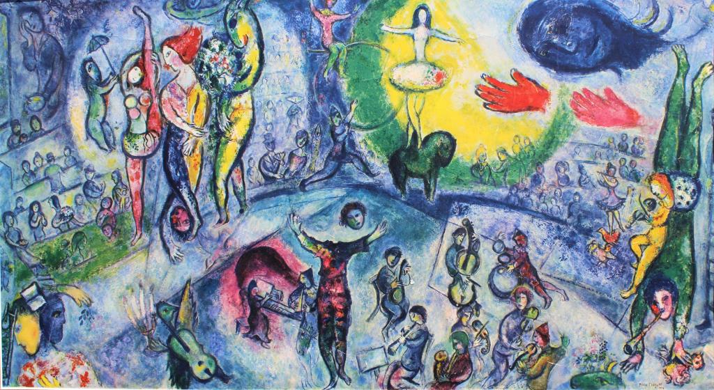 Marc Chargall, The Circus XXX.  Printed in France,1951. Title: "The Grand Circus". Medium: (1 of 4)