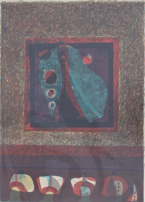 Sonja Sekula, abstract, (1918-1963) xx.  Signed and , numbered P A (Artist Proof),  dated 70, crack (1 of 7)