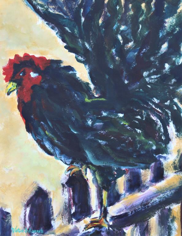 Victor D. Barreto, Rooster.  Matte sie 16 x 20. Title: Rooster. Medium: Acyrlic. Size: 13.5 x 10.5 (1 of 4)