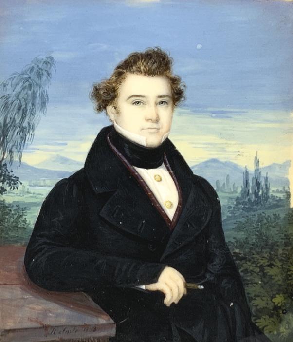 Helonle, ,dated 1838, Miniature portrait.  extremely detailed. Title: Gentleman’s portrait, holding (1 of 5)