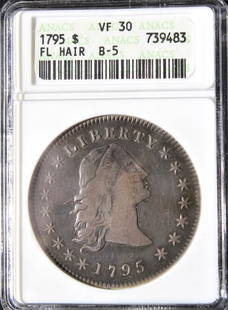 1795 FL Hair dollar ANACS VF 30 #739483 $$: 1795 FL Hair dollar ANACS VF 30, 1795 FL Hair dollar ANACS VF 30 #739483