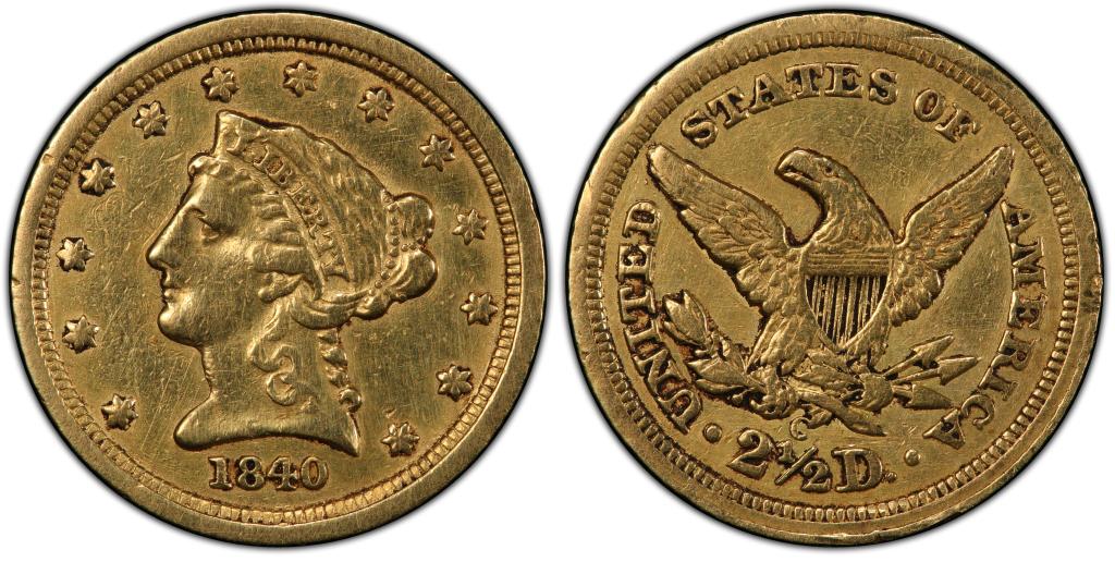 1840-C $2.50 Cert #41584582 USA: Cert #41584582. Grade: Genuine XF Details (98-Damage), 1840-C $2.50
