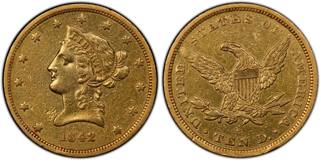 1842 $10 Small Date USA (gold) XF PCGS#41587492 (1 of 6)