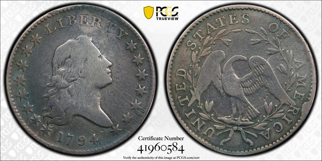 1794 50(cent) CERT#41960584 GRADE GENUINE FINE (Plugged): PCGS CERT#41960584(PLUGGED), 1794 50(cent) (USA)