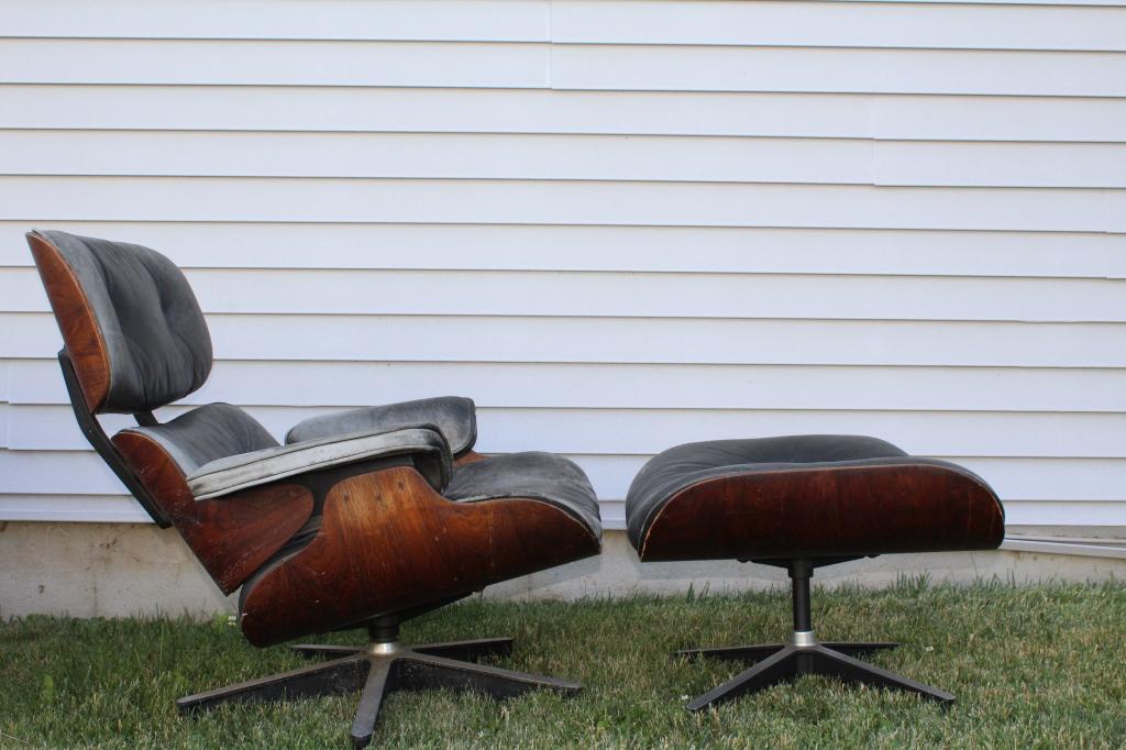 Charles & Ray Eames, Lounge chair and ottoman: Charles & Ray Eames, Lounge chair and ottoman. . Title: Louge chair 670 and ottoman 671. Signature: Label on bottom. Artist: Charles & Ray Eames,. As Is.
