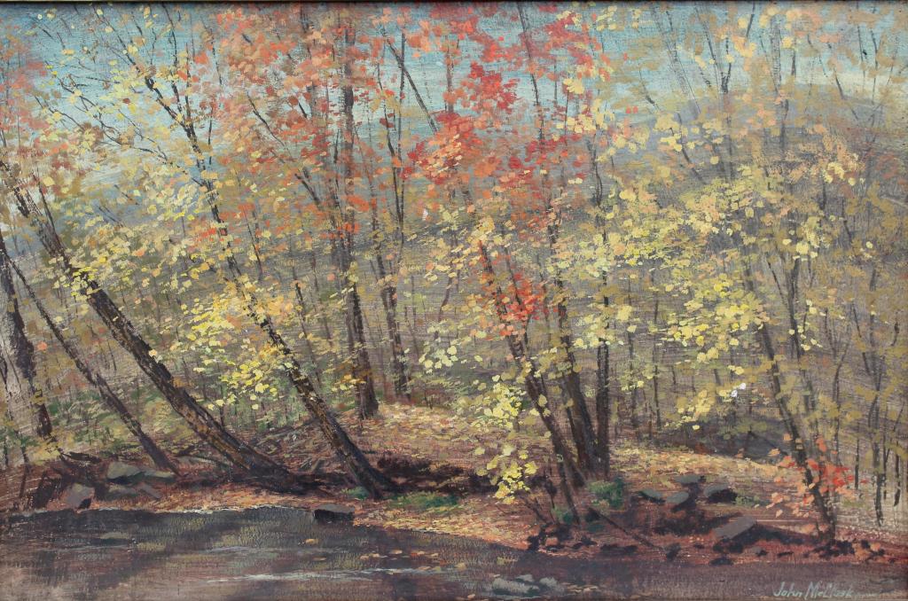 John McClusky (Connecticut, Texas) Fall Foliage: John McClusky (Connecticut, Texas) Fall Foliage. John McClusky (1914 - 1994) was active/lived in Connecticut, Texas. John McClusky is known for Realist portrait, landscape, old barn, Texas and New Eng