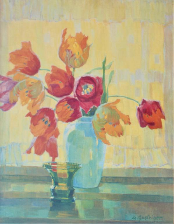 Floral still life: Floral still life. . Title: Floral still life. Medium: Print. Signature: SLR. Framed.