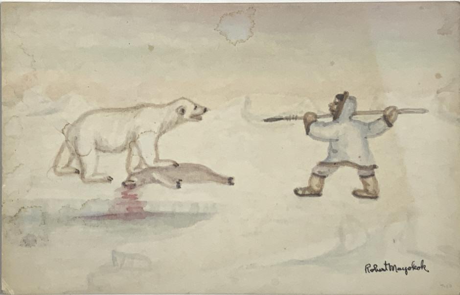 Robert Mayokok,  Seal hunt with polar bear (1 of 6)