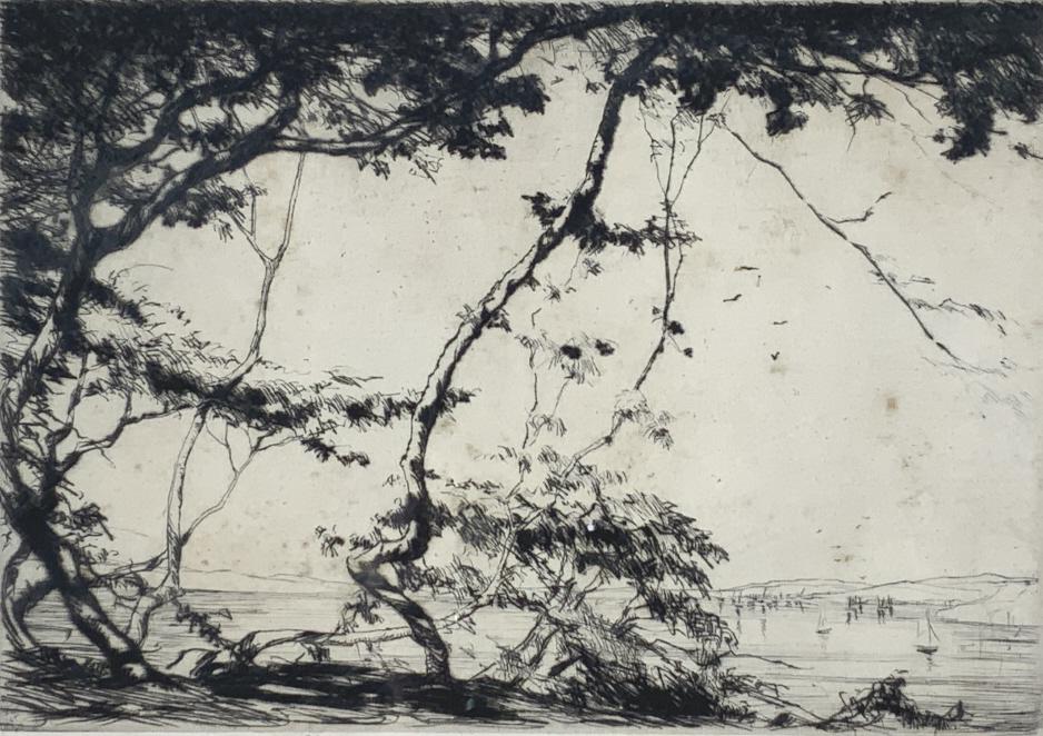 Robert Fulton Logan, Drypoint: Robert Fulton Logan, Drypoint. Signed artist proof, Gallery label verso: Doll & Richardâ€™s, Inc., 138 Newburyport Street, Boston Mass. Fr me size: 13.25 x 15.25. Title: Le Printemps. Medium: Etc