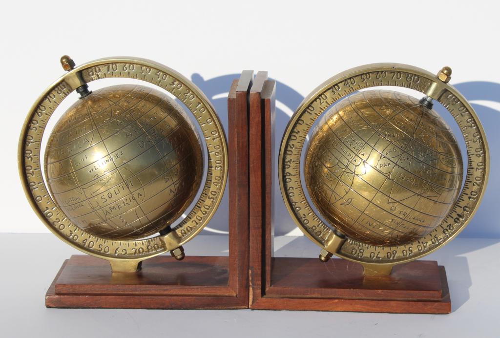 MId Century Brass Globe Bookends (1 of 1)