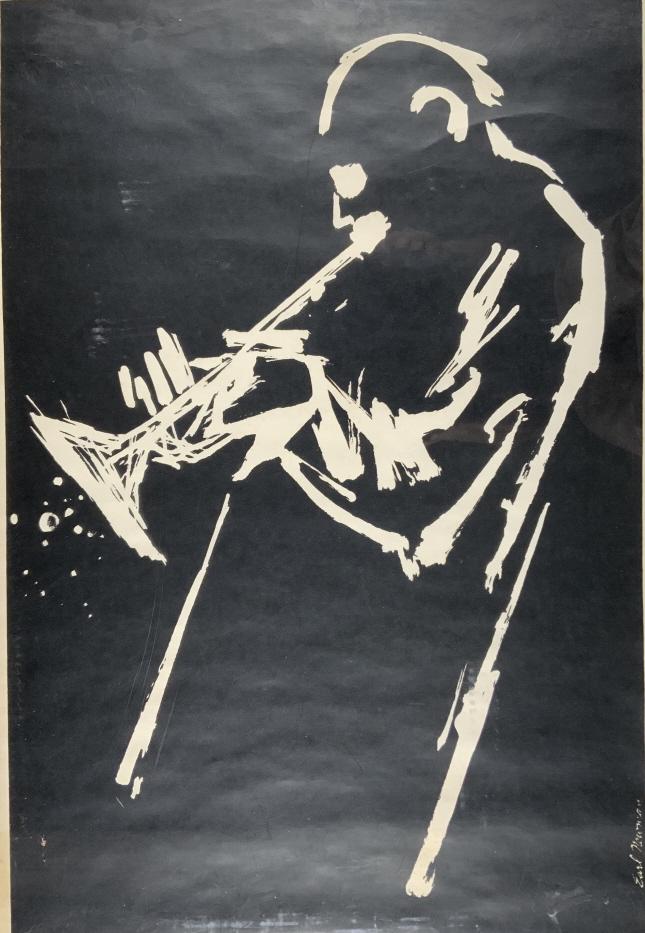 Earl Newman, Monterey Jazz Festival, 1963, MCM: Earl Newman, Monterey Jazz Festival, 1963, MCM. Always strong design with this artist. Frame size: 37.25x 25. Title: Monterey Jazz Festival. Medium: Serigraph. Size: 35 x 22.50 in. Signature: In plate