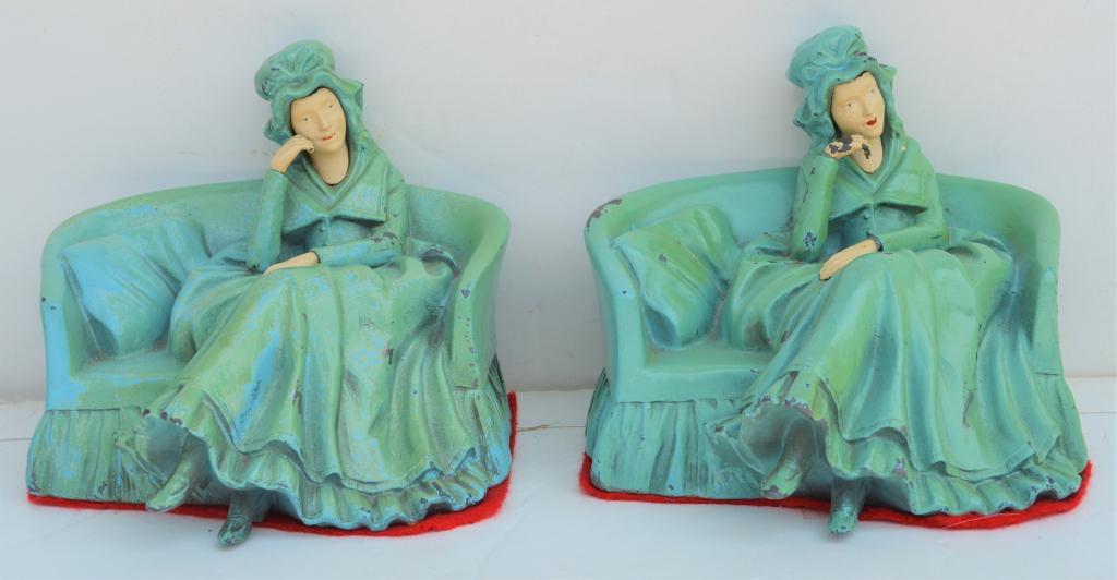 2 painted metal woman, bookends (1 of 5)