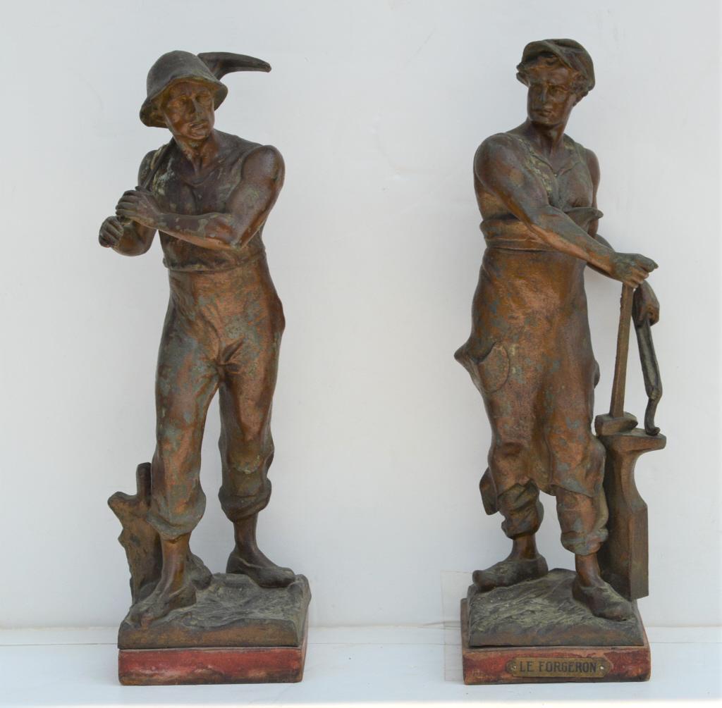 2 German made spelter sculptures. Title Le Forgeron (1 of 6)