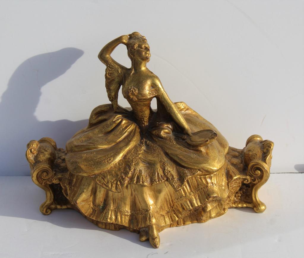 1934 Weidlich Bros Spelter Jewlery Casket xp: 1934 Weidlich Bros Spelter Jewlery Casket xp. Antique 1900 Art Nouveau Wedlich Bros Spelter Jewelry Casket. 1934. Title: Wedlich Bros Spelter Jewlery Casket. 194. Signature: SLL. Artist: Wei. Unframed