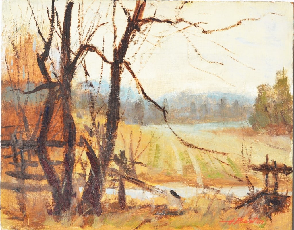 Harry Lang Barton (1908 - 2001): Harry Lang Barton (1908 - 2001). . Medium: Oil on Board. Size: 8 x 10 in. Signature: Estate Stamp. Artist: Harry Lang Barton (1908 - 2001). Unframed.