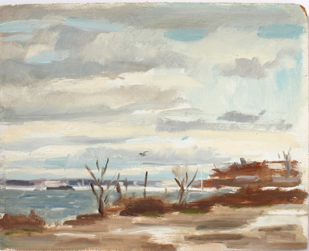Harry Lang Barton (1908 - 2001): Harry Lang Barton (1908 - 2001). . Title: Gloomy Day. Medium: Oil on Board. Size: 8 x 10 in. Signature: Estate Stamp. Artist: Harry Lang Barton (1908 - 2001). Unframed.