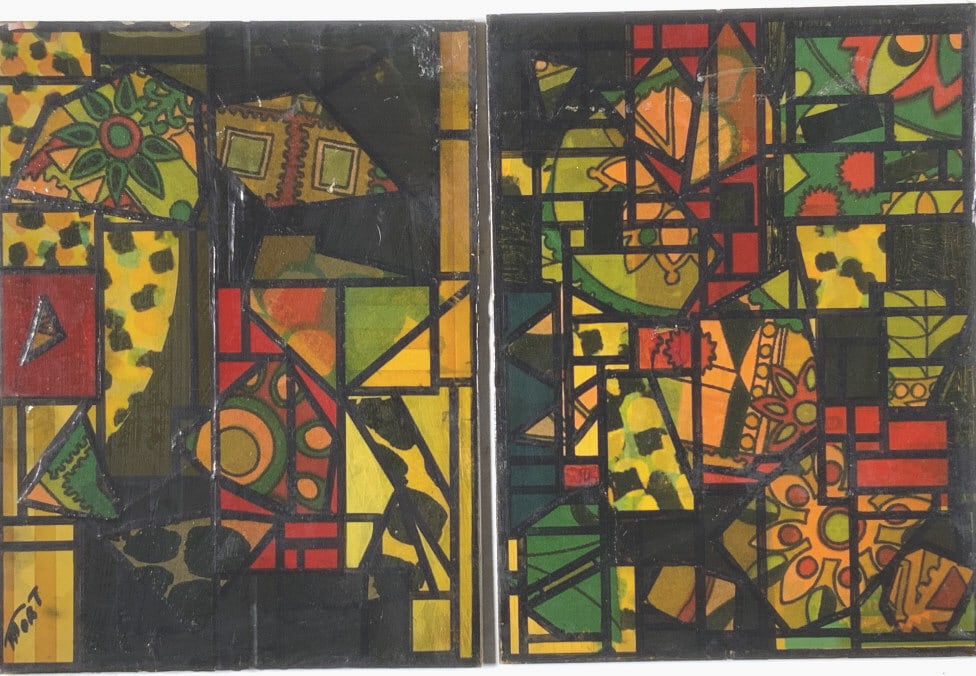 2 artworks, Morton Fishman, Abstract, MCM: 2 artworks, Morton Fishman, Abstract, MCM. . Title: Untitled abstract. Size: 10 x 7.50 in. Signature: SLL. Artist: Morton Fishman. Unframed.