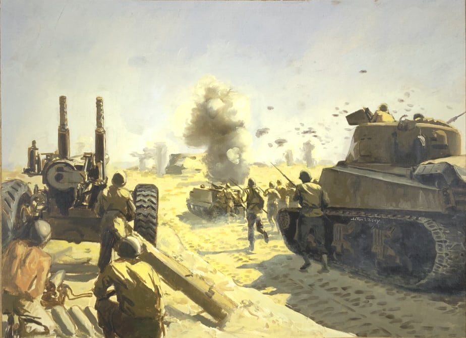 Alton S. Tobey, Golden Books, Vol. 9, P. 766-767 !: Alton S. Tobey, Golden Book History of the United States , Second world War., Vol. 9, P. 766-767. . "Victory in North Africa- An Allied invasion force sweeps across North Africa. "itle: Tank dessert w