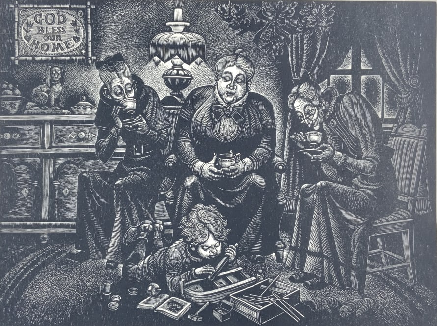 Fritz Eichenberg, woodcut, The Aunts (1 of 9)