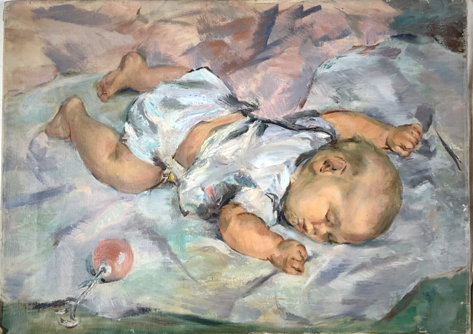 Grace Huntley Pugh, Gerber Baby: Grace Huntley Pugh, Gerber Baby. Title: Gerber Baby. Medium: Oil on Canvas. Size: 16 x 22 in. Artist: Grace Huntley Pugh. Unframed.