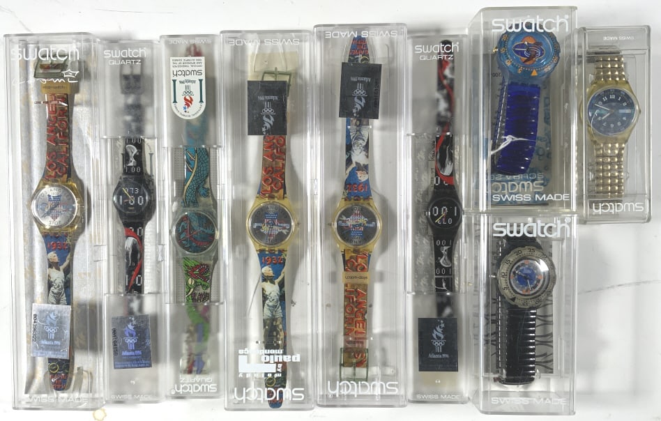 9 swatch watches: 9 swatch watches. Title: 9 Swatch watches.