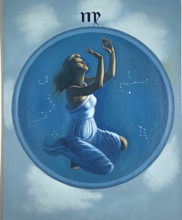 Alton S Tobey, artwork for a plate: Alton S Tobey. Title: Astrol. Medium: Oil on Board. Size: 20 x 16 in. Signature: Estate stamp on verso. Artist: ALTON S. TOBEY. Unframed.