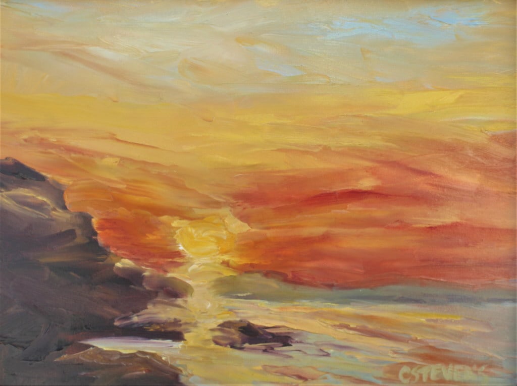 Cindy Stevens Sailor's Delight: Cindy Stevens Sailor's Delight. FR 18.5 x 15.5. Title: Sailors Delight. Medium: Oil on Masonite. Size: 8.25 x 11.25 in. Signature: SLR. Artist: Cindy Stevens. Framed.