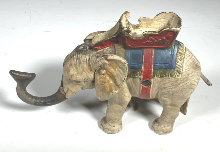 Cast iron, Mechanical Elephant Bank, label 1930’s (1 of 6)