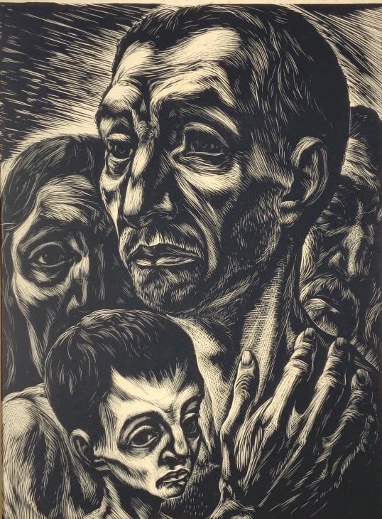 Isaac Friedlander,  My people, woodcut, 1942 (1 of 9)