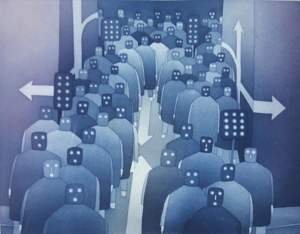 Jean-Michel Folon, colored etching (1 of 6)