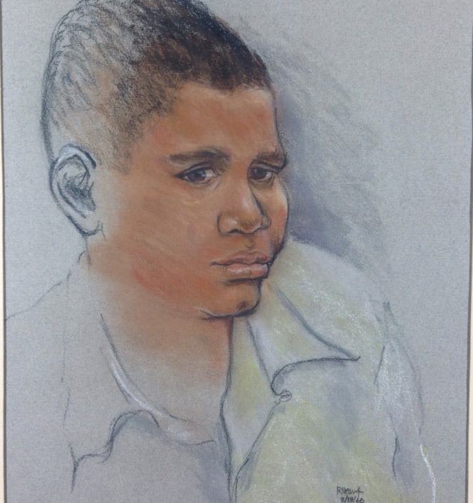 Ronald Cavell Meaux, African American portrait: Ronald Cavell Meaux, African American portrait. Dated 8/19/66. Title: African American Young Man. Medium: Pastel. Size: 12 x 11 sight in. Signature: SLR, Estate stamp verso. Artist: Ronald Carvell Mea