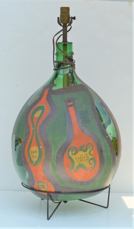 Pottery barn, circa 1956, MCM painted glass Lamp (1 of 8)