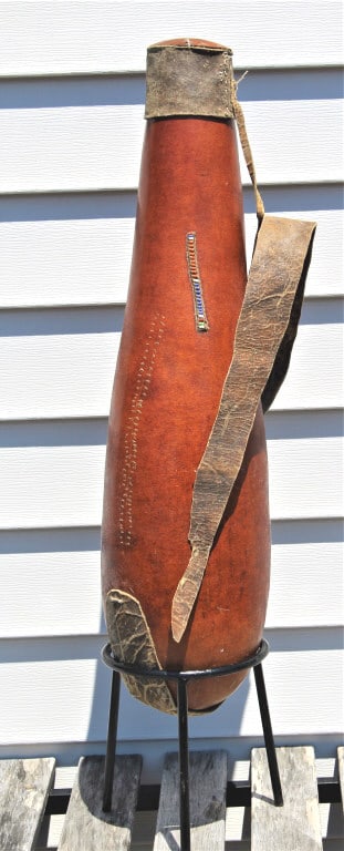 Masai Tribal water canteen (female), beaded, Gourd (1 of 3)