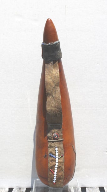 Masai Tribal water canteen (male). Beaded, Gourd (1 of 3)
