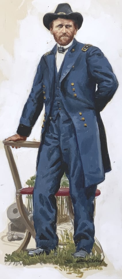 Alton S. Tobey, General Grant: Alton S. Tobey. Board Size: 20 x 12.25. Title: General Grant. Medium: Oil on Board. Size: 15 x 6.50 in. Signature: SLR. Artist: Alton S. Tobey. Unframed.