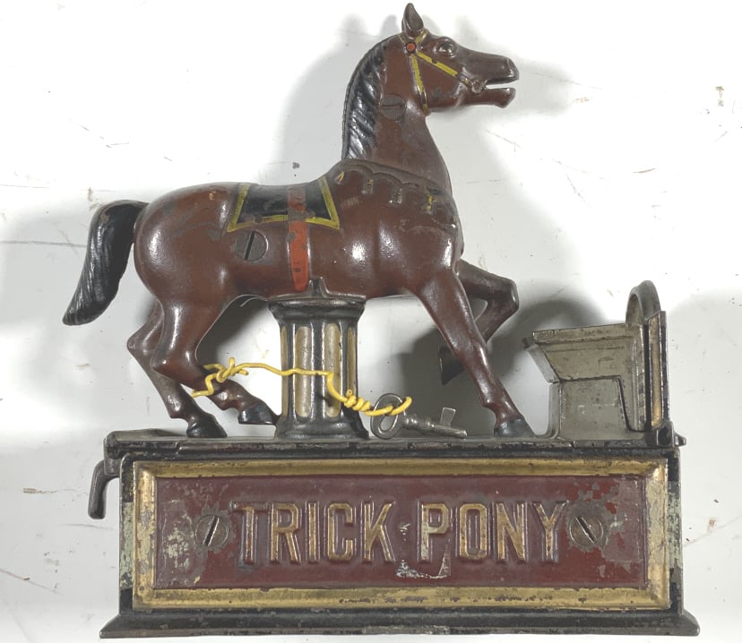 Cast iron mechanical bank, Trick Pony (1 of 5)