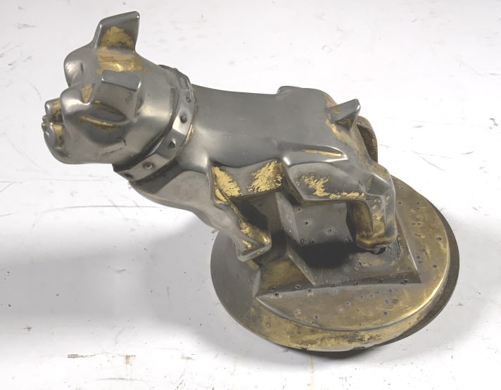 Mack truck hood ornament, Bull dog: Mack truck hood ornament, Bull dog. . Title: Mack truck hood ornament, Bull dog. Size: 5 x 5 x 4 in.