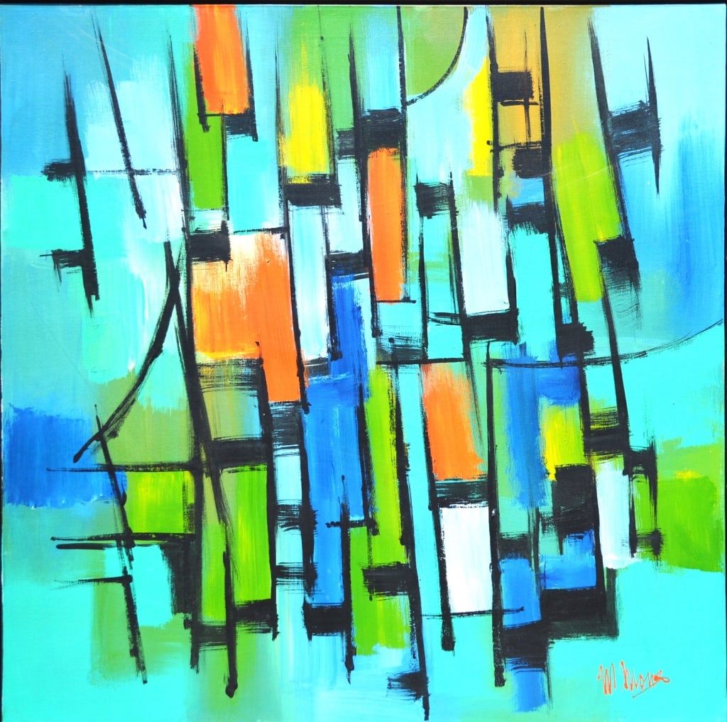 Illegible signed, Modern Abstract, MCM (1 of 8)