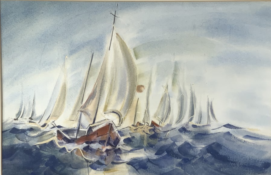 M. J. Rines, Racing Sail boats, watercolor (1 of 7)