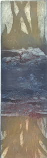 Rodman, colored etching, reflections, Modern: Rodman, colored etching, reflections, Modern. Artist print edition, Trees reflecting in the water, Colored etching Frame size: 30 x 12.75. Title: Reflections. Medium: Etching. Size: 23.25 x 7 in.