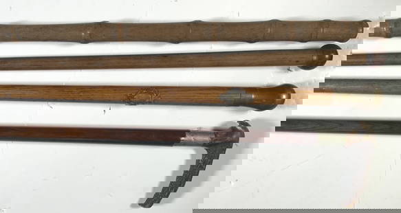 4 canes,: 4 canes. 4 walking canes. Medium: Wood. Size: 36.50, 35, 43, 35.50 in.