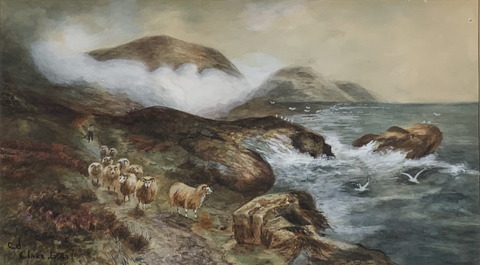 C D, Sheep along coastline, dated 1916 (1 of 8)