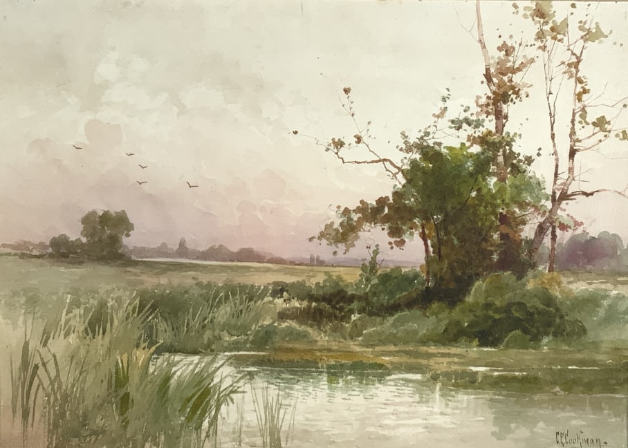 Charles Edwin Cookman, Landscape with pen Remarque: Charles Edwin Cookman, Landscape with pen Remarque. Charles Edwin Cookman (1856 - 1915) was active/lived in New York, Ohio. Charles Cookman is known for Landscape, genre, marine and floral painting. A