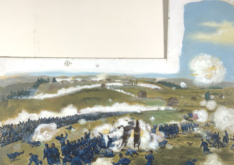 Alton S. Tobey, Maryes Heights battle: Alton S. Tobey. Vol. 5, P. 418-419, On Maryes Heights, overlooking Fredericksburg, the Confederate forces settled behind a stone wall and drove off Burnsides men with great losses each time they attac