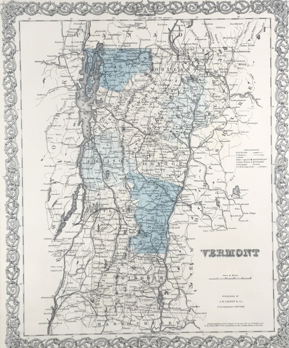 Vermont State map, J. H. Colton (1 of 10)