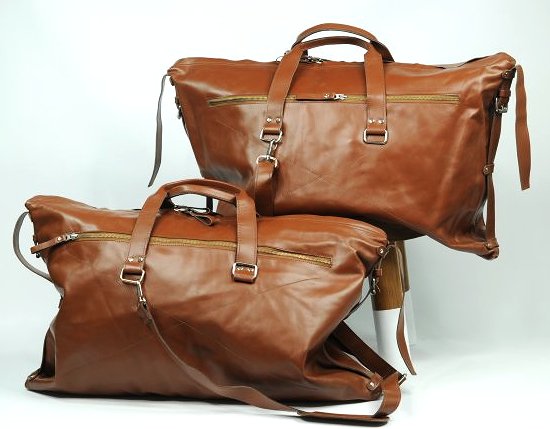 (lot of 2) Real Leather Bag Luggage Handmade Full-Grain (1 of 5)