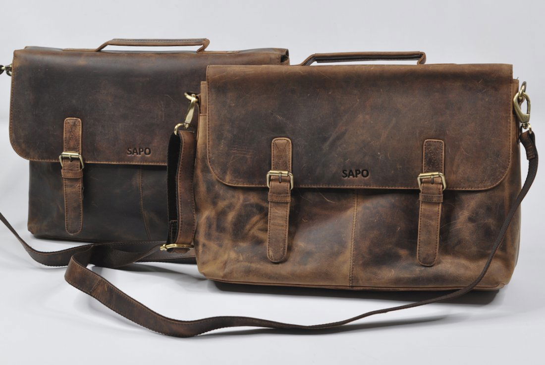 (lot of 2) Real Genuine Buffalo Leather Briefcase Bag (1 of 2)