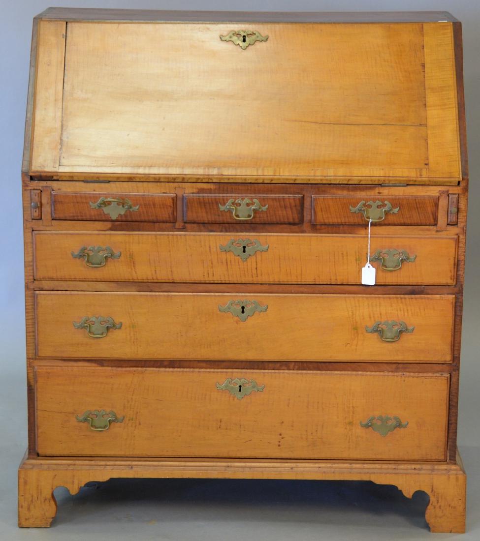 Chippendale maple and tiger maple slant front desk with (1 of 5)