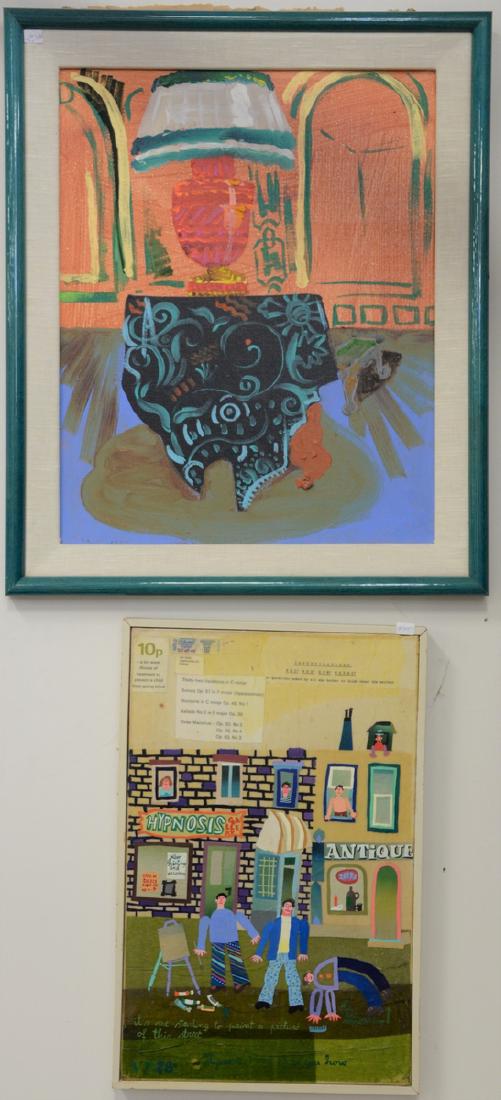 Four framed pieces to include an unsigned collage, a (1 of 4)